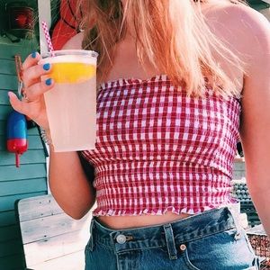 Brandy Melville Red Gingham Crop Top